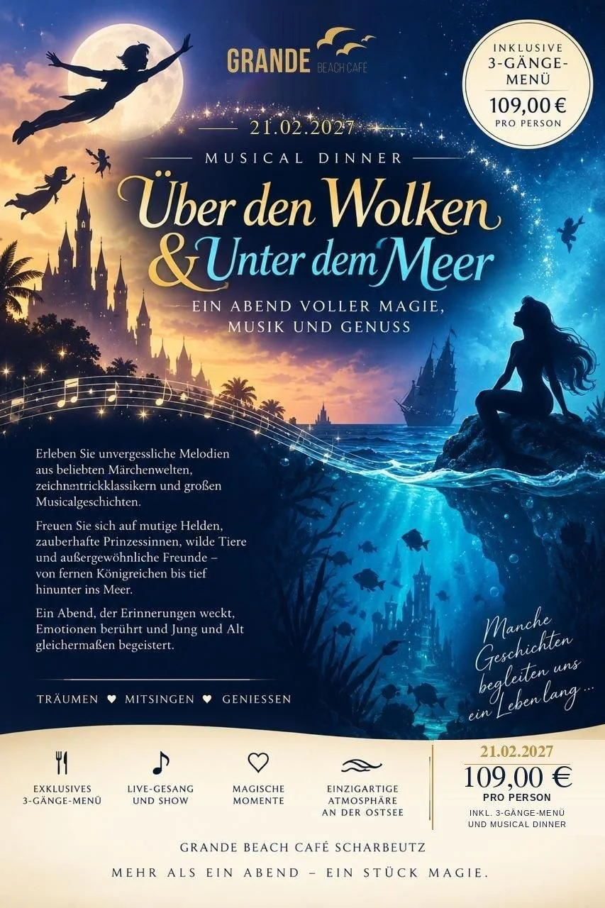 Poster zum Musical Dinner Special Über den Wolken & Unter dem Meer am 21. Februar 2027